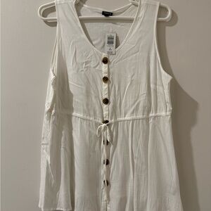 torrid White Sleeveless Button-Front Tunic with Drawstring Waist